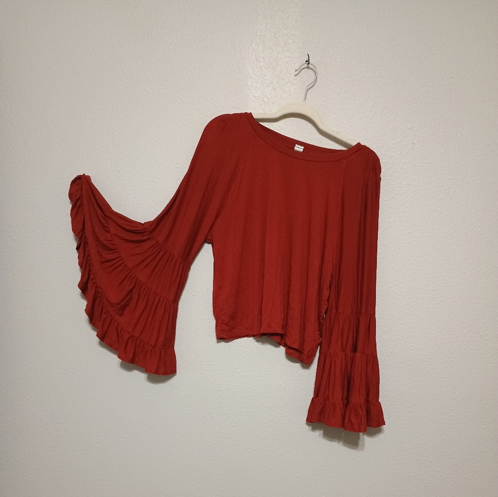 Red Bell Sleeve Top